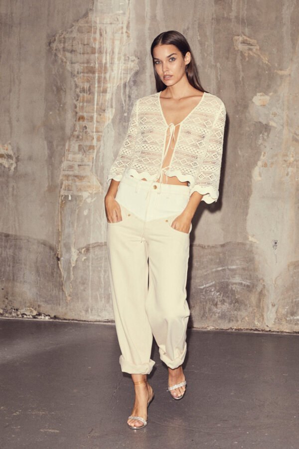 Co'Couture LaraCC Crochet Tie Blouse Off White - Afbeelding 2