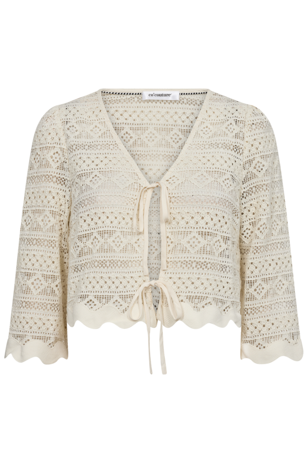 Co'Couture LaraCC Crochet Tie Blouse Off White - Afbeelding 3