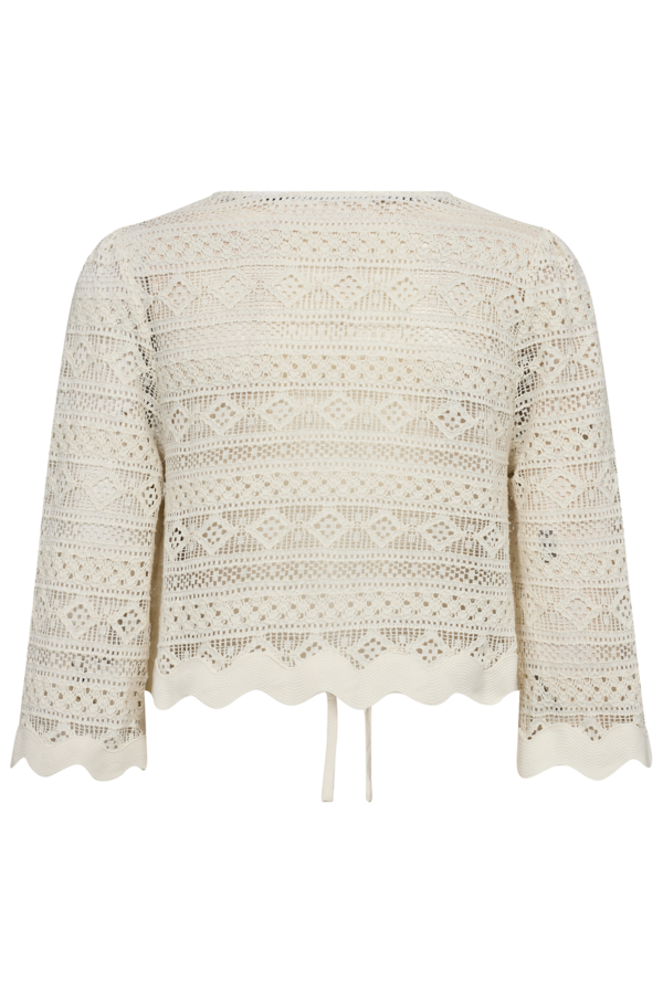 Co'Couture LaraCC Crochet Tie Blouse Off White - Afbeelding 4