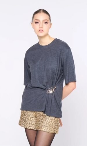 Silvian Heach T-Shirt met Broche Grijs GPA24269TS