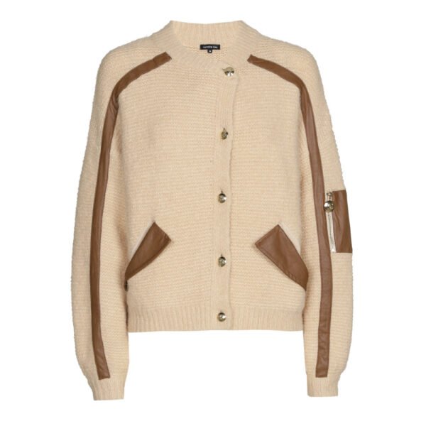 Caroline Biss Asymmetrische Cardigan Met Ecoleder Detail 4263 - Afbeelding 3