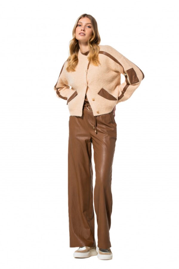 Caroline Biss Asymmetrische Cardigan Met Ecoleder Detail 4263 - Afbeelding 2