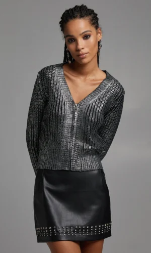 BSB Gebreid Vest in Metallic Look 052-215007