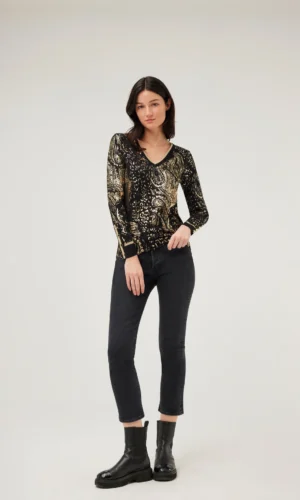 Leo & Ugo Sweater V-Hals Mareva in Zwart AW463