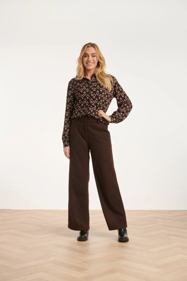 Smashed Lemon Broek met Wijde Pijpen 24581 Donkerbruin