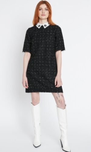 Ana Alcazar Bouclé Jurk Sadora Zwart 040762-3558