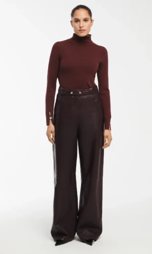 Studio Ar Leren Broek KAIA 015L246007 Wijnrood