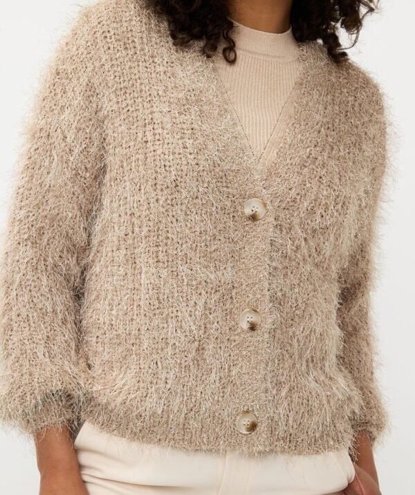 Esqualo Cardigan Short Hairy Sand F24.18503 - Afbeelding 3