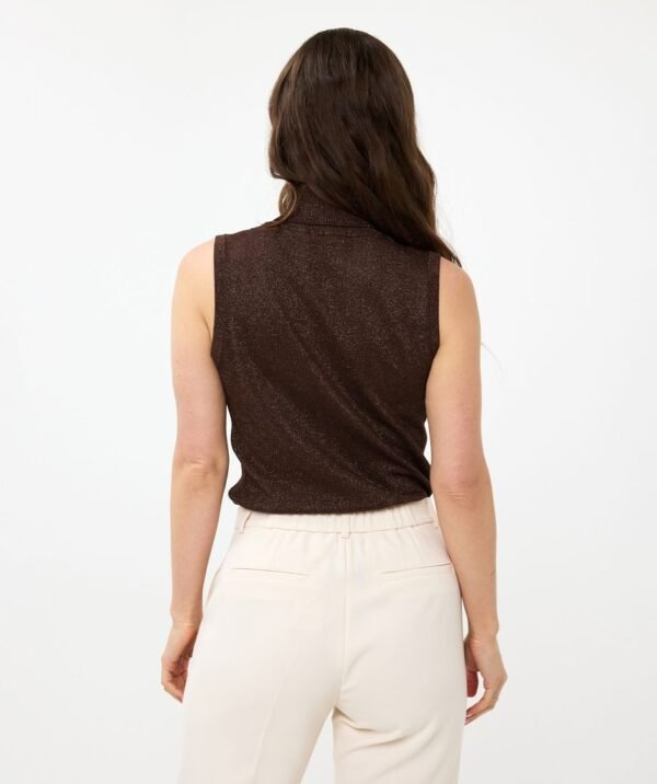 Esqualo Top Col Lurex Mouwloos Chocolate F24.31500 - Afbeelding 4