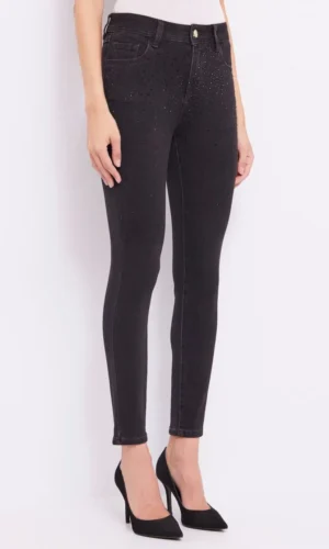 Gaudi Skinny Jeans Met Strass-Steentjes 421BD26002 Zwart