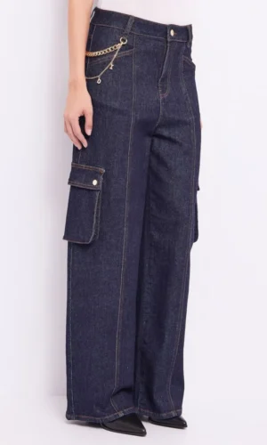 Gaudi Cargo Jeans met Kettingdetail 421BD26014 Blauw
