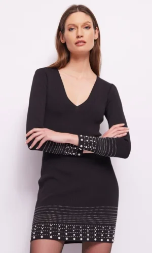 Gaudi Gebreide Jurk Met Strass-Steentjes 421FD13004 Zwart