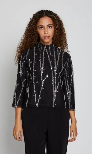 Bruuns Bazaar Blouse DaffiBBIGnaras BB4417 Zwart met Zilver