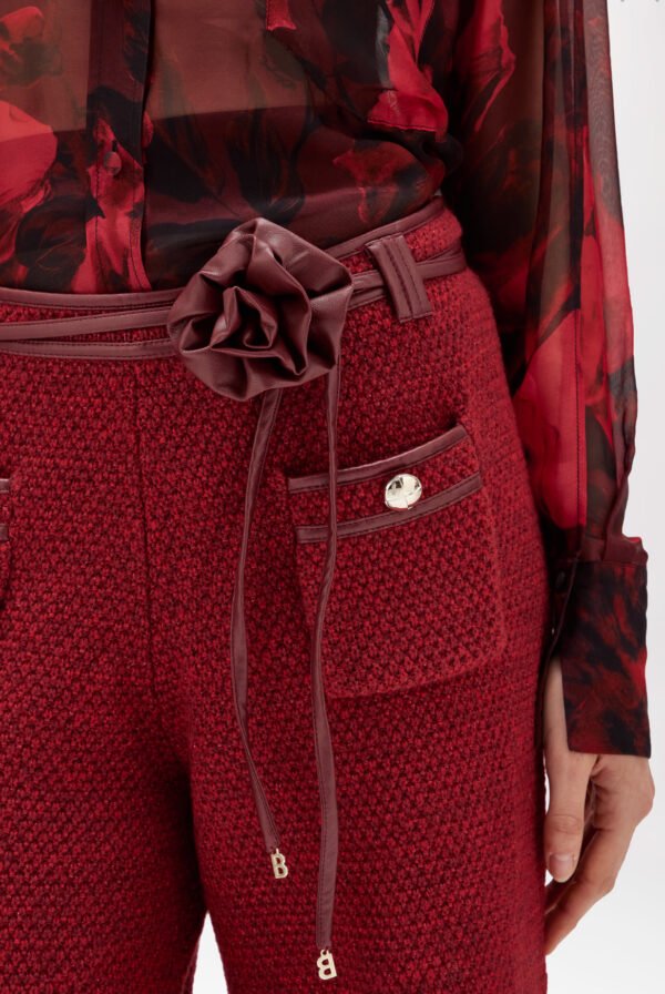 Blu Girl Boucle Yarn Broek Met Riem RF4144-MA950 Cherry - Afbeelding 3