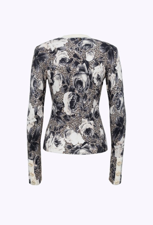 Blu Girl Printed Top Met Juwelen Knopen RF4172-MAB01 Misted Garden - Afbeelding 3