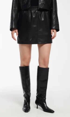 Studio Ar Silkey Leren Rok 015L246011 Zwart