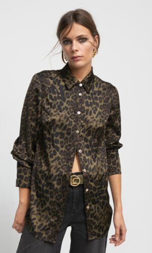 Lola Casademunt Blouse Animal Print LF2415033 Zwart/Groen