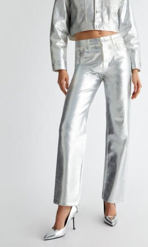 Liu Jo Jeans Foil Effect Straightleg Jeans UF4085-T4443 Zilver