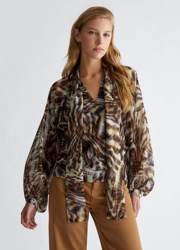 Liu Jo Blouse Shawl Kraag WF4151-T4184 Animal Print