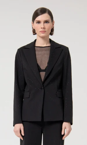 Fracomina Blazer Single Breasted Strass FQ24WJ2003W515J9 Zwart