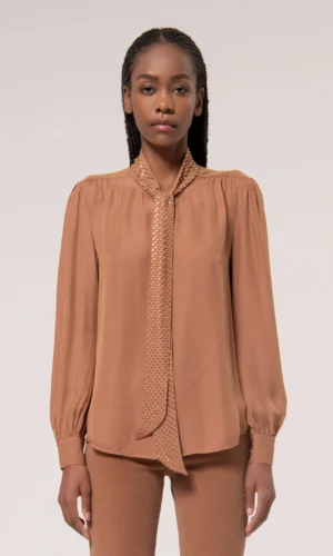 Fracomina Blouse A-lijn Viscose /Zijde FR24WT6006W731R9 Camel