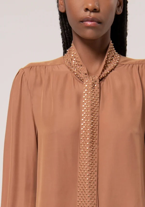 Fracomina Blouse A-lijn Viscose /Zijde FR24WT6006W731R9 Camel - Afbeelding 2