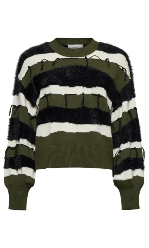 Silvian Heach Trui Multicolor Fringes GPA24077MA Groen
