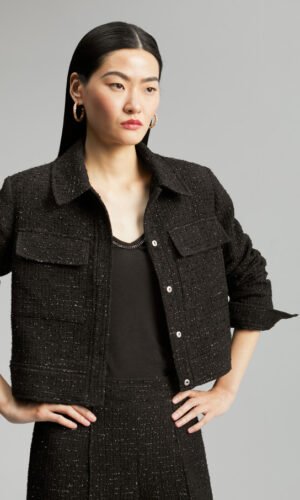 Lola Casademunt Cropped Tweed Blazer MF2402016 Zwart