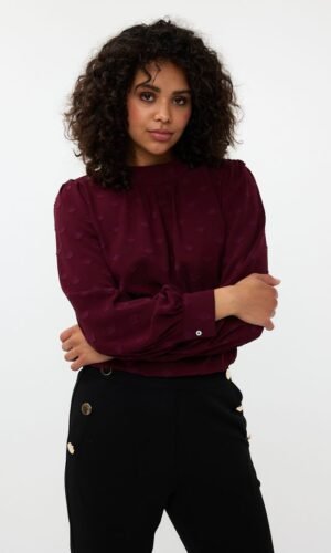 Esqualo Blouse High Collar Plumetis F24.15510 Wine RedĀ