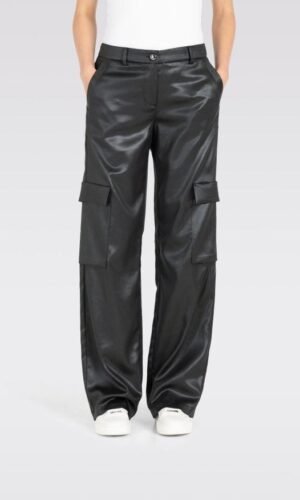 MAC Cargo Broek Chiara 0414 3044-00 Leerlook Zwart