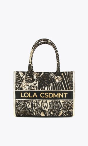 Lola Casademunt Mini Jacquard Tote Bag LF2404007 Zwart/Metaal