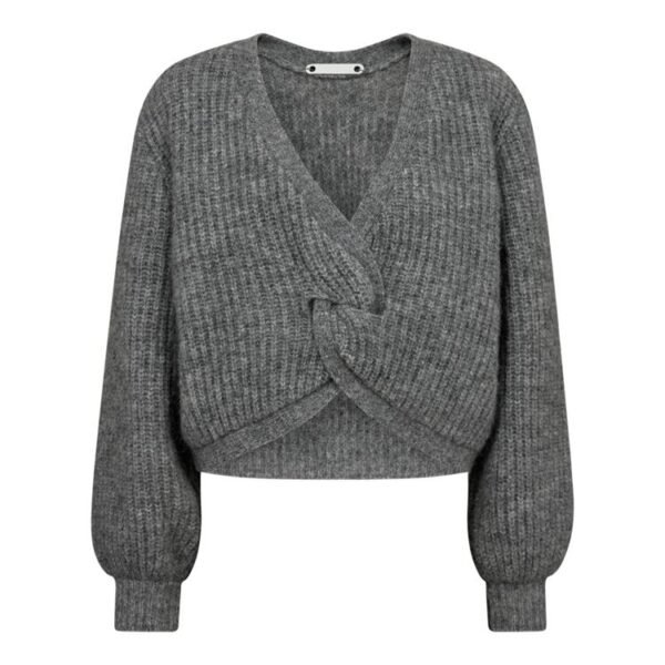 Co'Couture Trui CozyCC Lurex Twist Knit Grey Melange