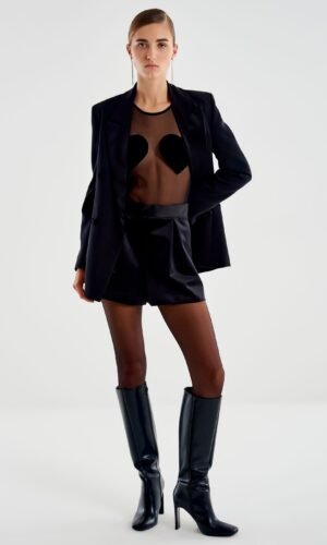 Vicolo Bodysuit Fluwelen Harten US0018 Zwart