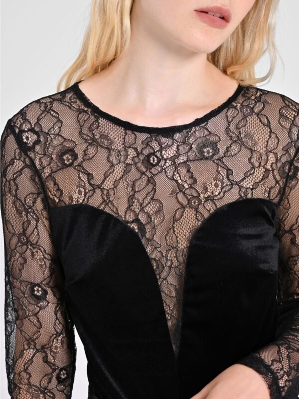 Rinascimento Lace & Velvet Bodysuit CFC0121825003 Zwart - Afbeelding 5