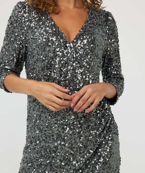 Esqualo Jurk Sequins W24.08700 Grijs - Afbeelding 3