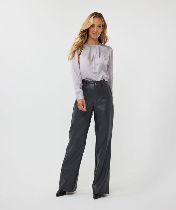 Esqualo Broek Wide Vegan Leather W24.11702 Grijs - Afbeelding 2