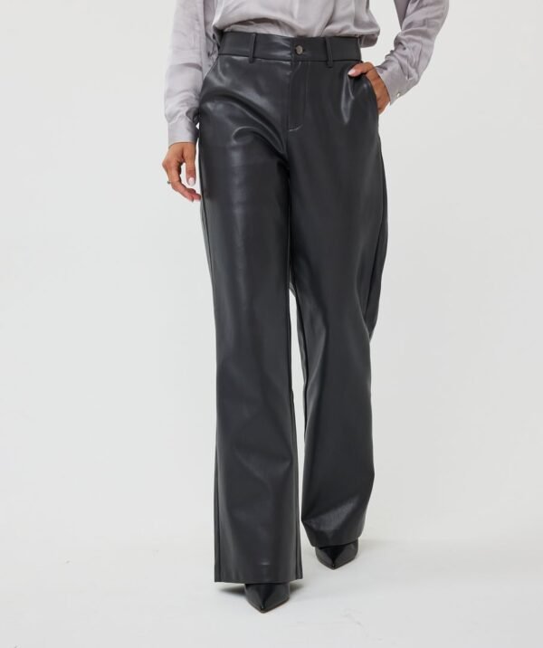 Esqualo Broek Wide Vegan Leather W24.11702 Grijs - Afbeelding 3