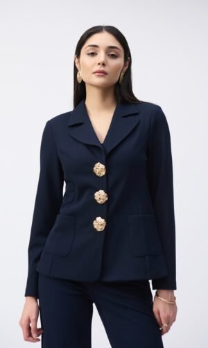 Joseph Ribkoff Blazer Scuba Crepe Getailleerde 243160S25 Donkerblauw