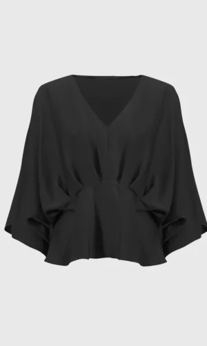 Joseph Ribkoff Top Hammered Satin Peplum 251037 Zwart