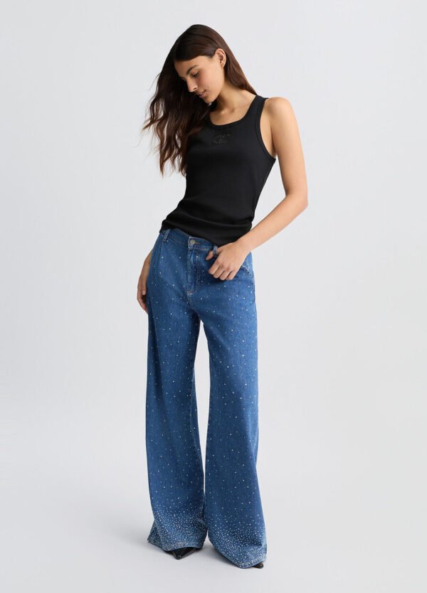 Liu Jo Flared Jeans Strass UA5168-DS069 Denim Blue - Afbeelding 2