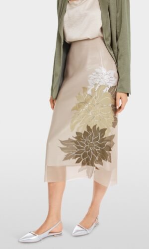 MarcCain Potlood Rok Bloemenpatroon YC7110W18 Deep Pearl