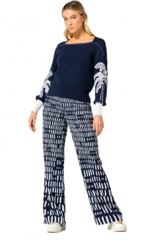 Caroline Biss Soepel Vallende Comfortabele City-Look Broek 1597 Multi Color