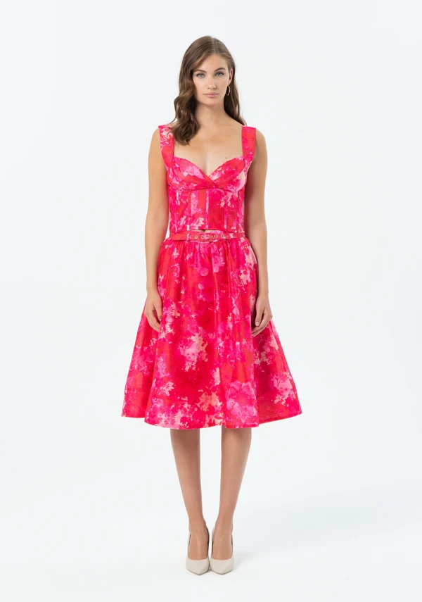 Fracomina Skirt Flared Middle Length FR25SG2012W775U6 Red Pink - Afbeelding 3
