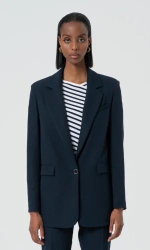 Fracomina Long Blazer Jacket Regular Fit FR25SJ3009W42901 Donker Blauw