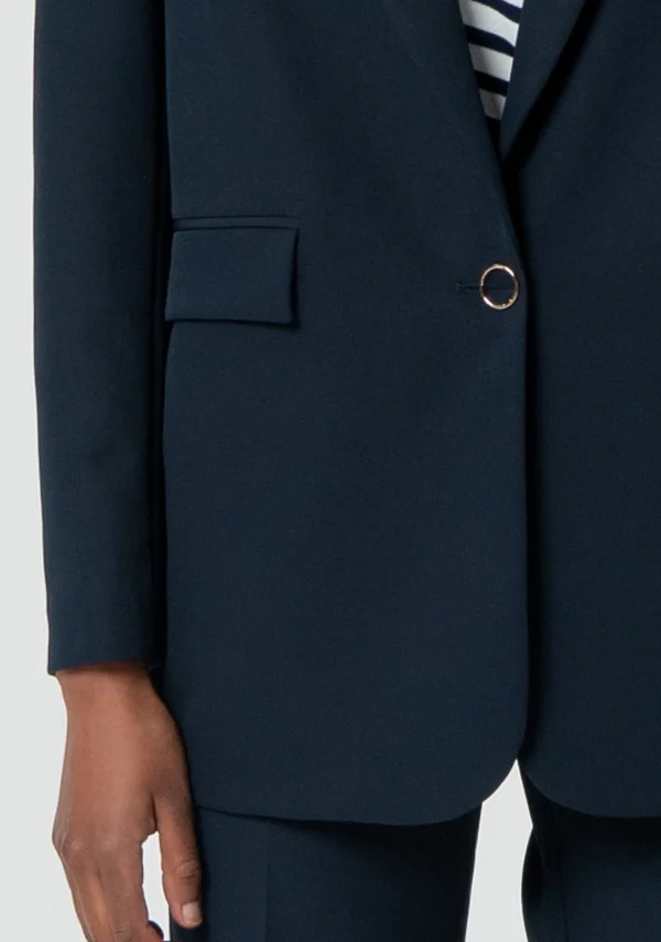 Fracomina Long Blazer Jacket Regular Fit FR25SJ3009W42901 Donker Blauw - Afbeelding 3