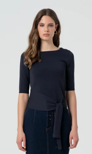 Fracomina Knitwear Strik Onderkant FR25ST7002K41601 Donker Blauw