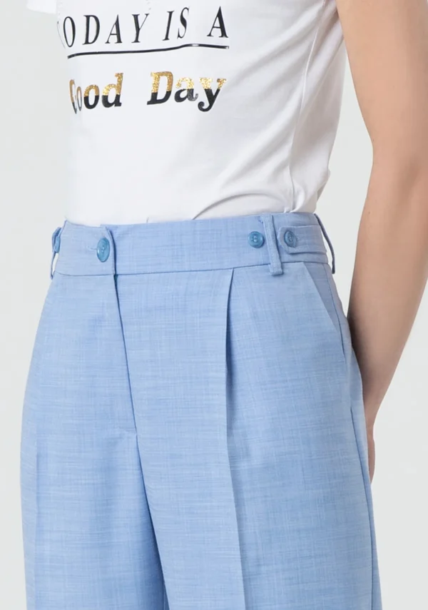 Fracomina Straight Leg Broek Hoge Taille FR25SV2003W76801 Licht Blauw - Afbeelding 2