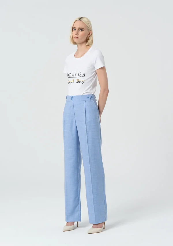 Fracomina Straight Leg Broek Hoge Taille FR25SV2003W76801 Licht Blauw - Afbeelding 3