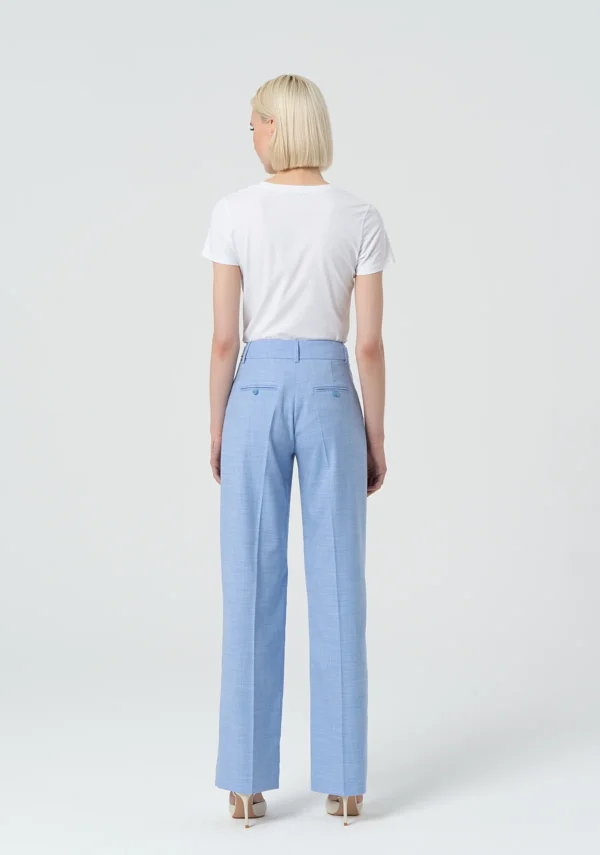 Fracomina Straight Leg Broek Hoge Taille FR25SV2003W76801 Licht Blauw - Afbeelding 4