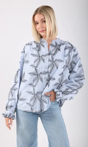 Nukus Blouse Jenna Embroidery NKS02074 Heaven